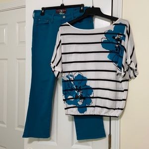 Lucky Brand crop jeans with INC  top.
